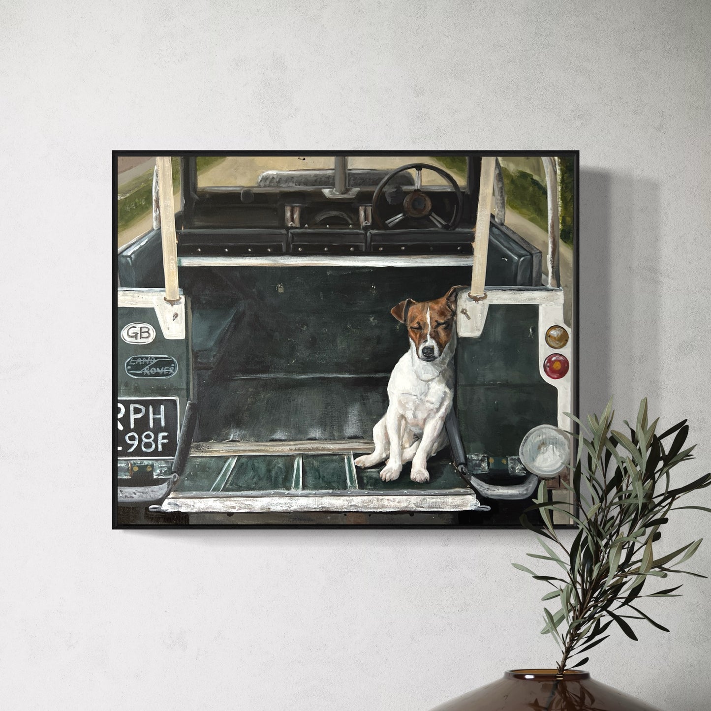 Jack Russell in Land Rover 30 x 40 cm