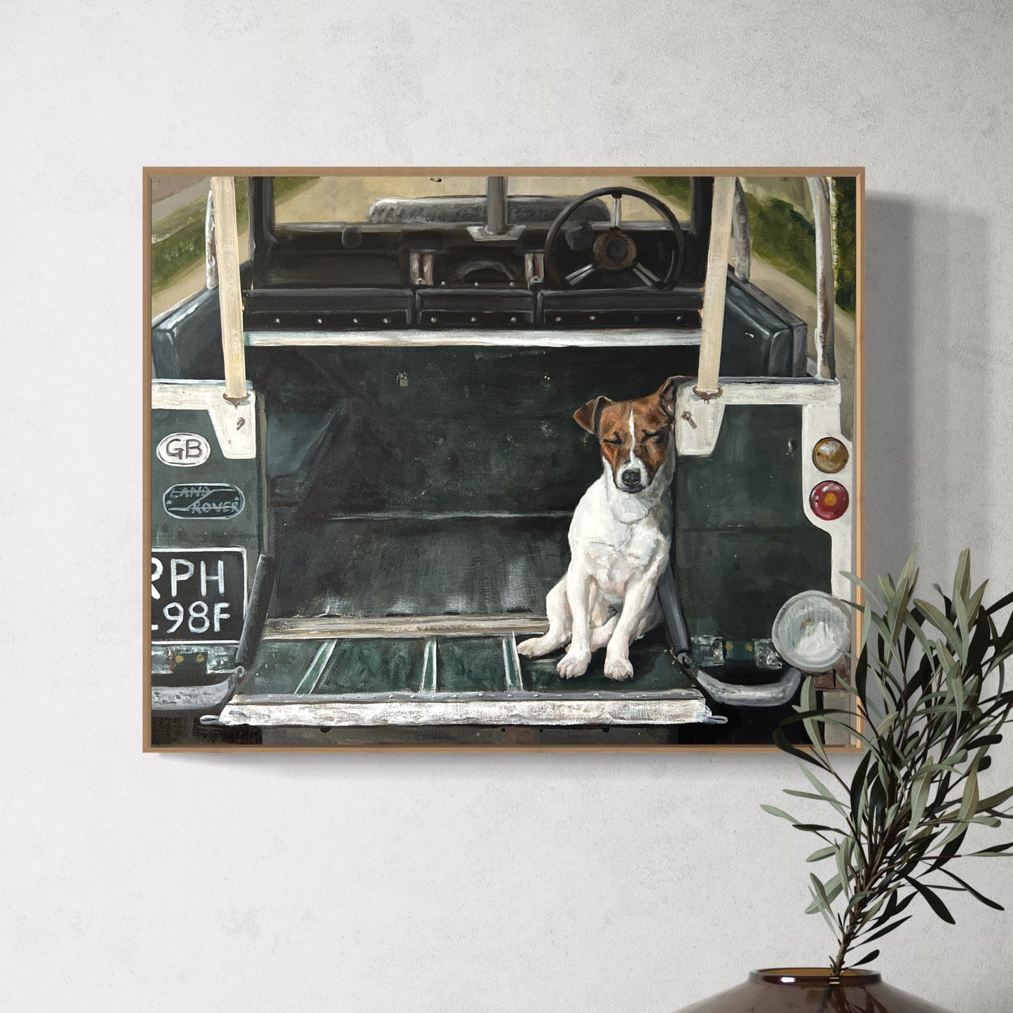 Jack Russell in Land Rover 40 x 50cm