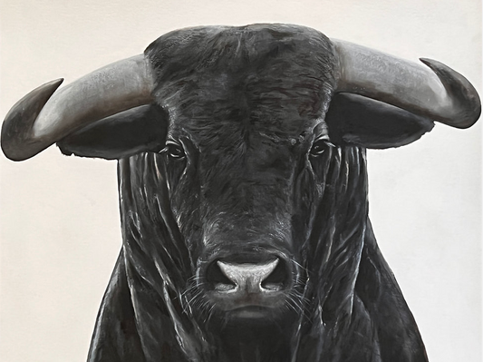 painting of a large bull facing straight on