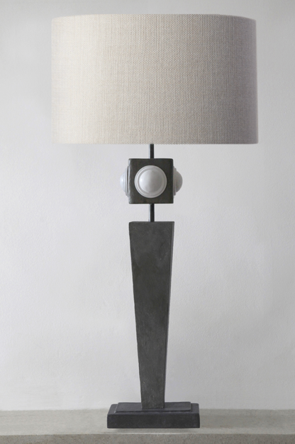 tall table lamp in bronze with lampshade