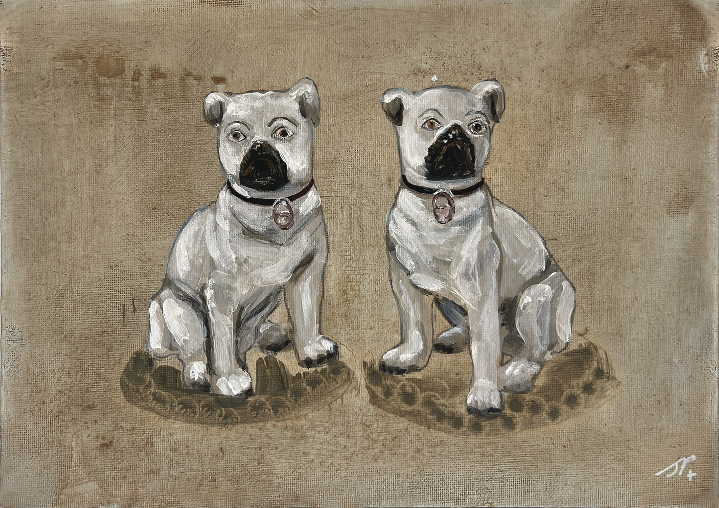Stafforshire china dog - Pugs.