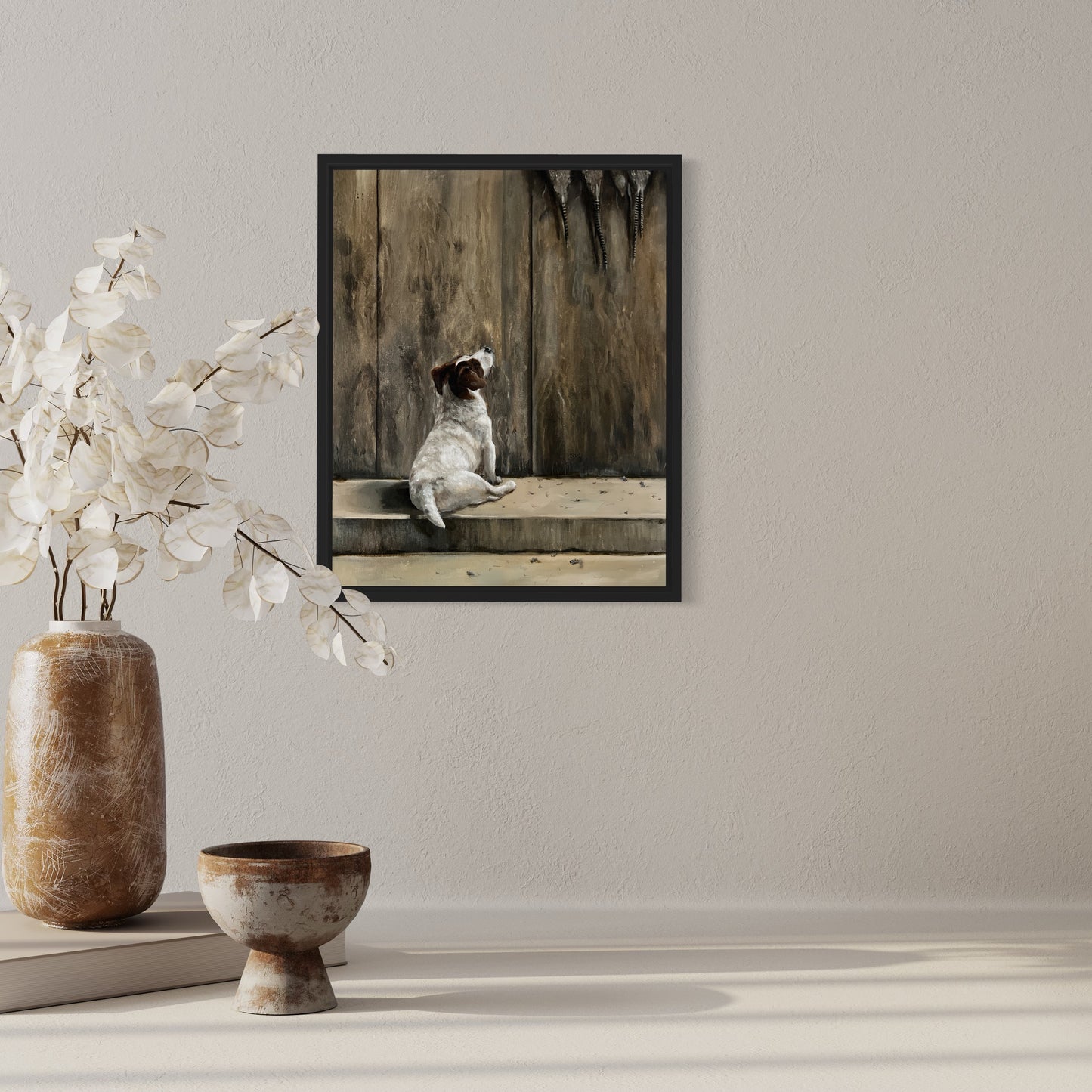 Jack Russell with pheasants  40 x 50cm