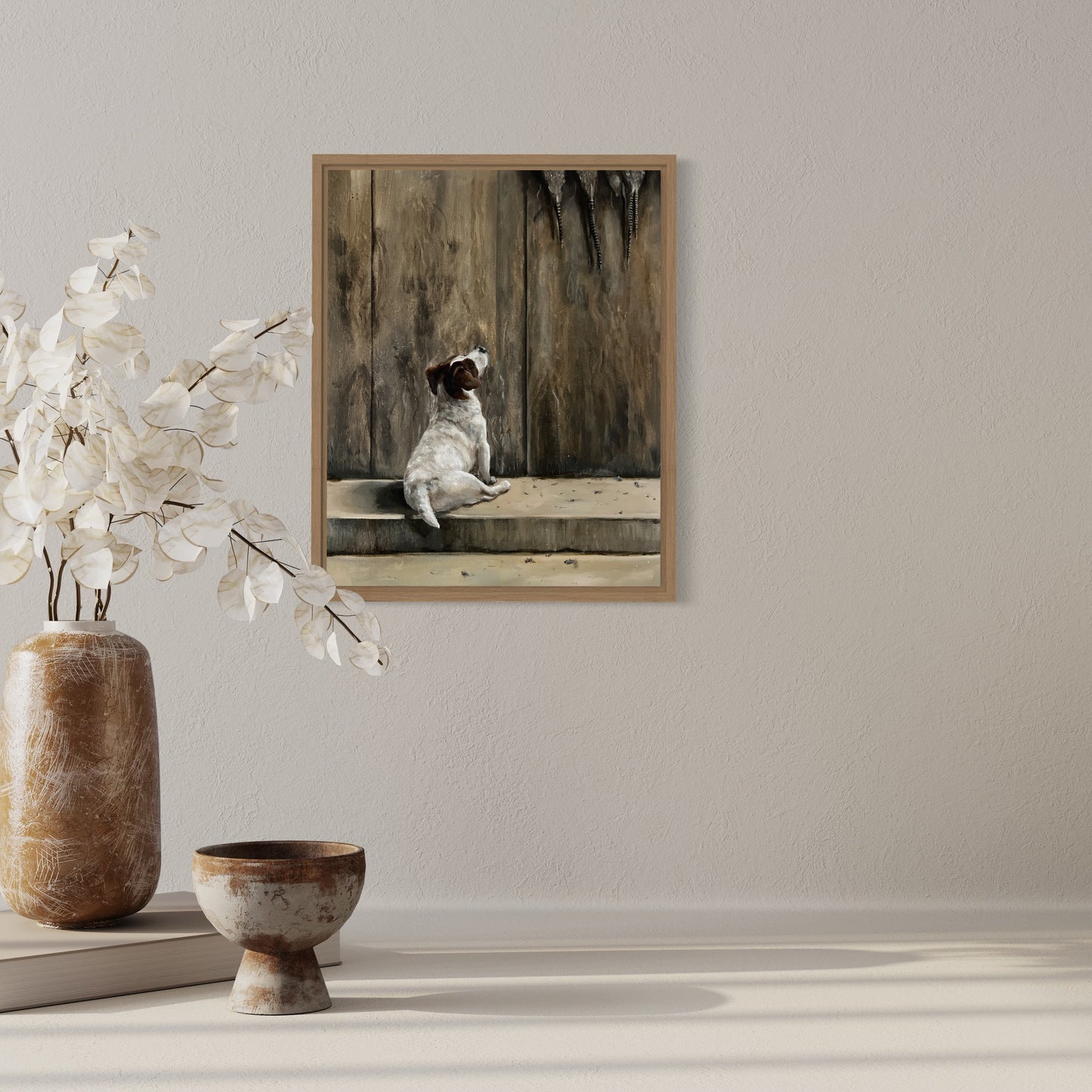 Jack Russell with pheasants  40 x 50cm