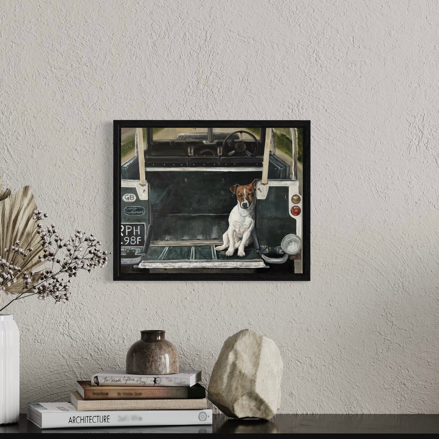 Jack Russell in Land Rover 28cm x 35cm