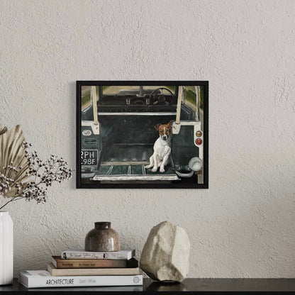 Jack Russell in Land Rover 28cm x 35cm