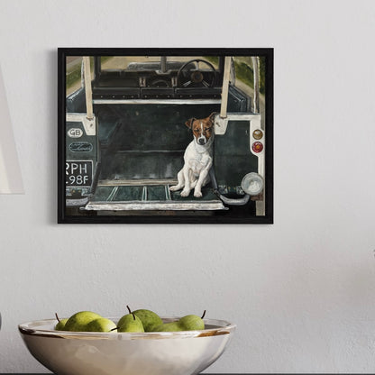 Jack Russell in Land Rover 28cm x 35cm