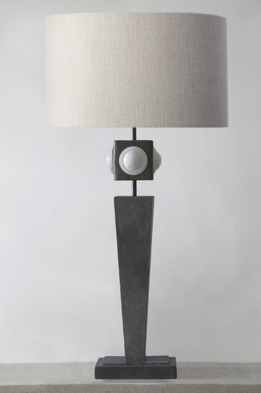 tall table lamp in bronze with lampshade