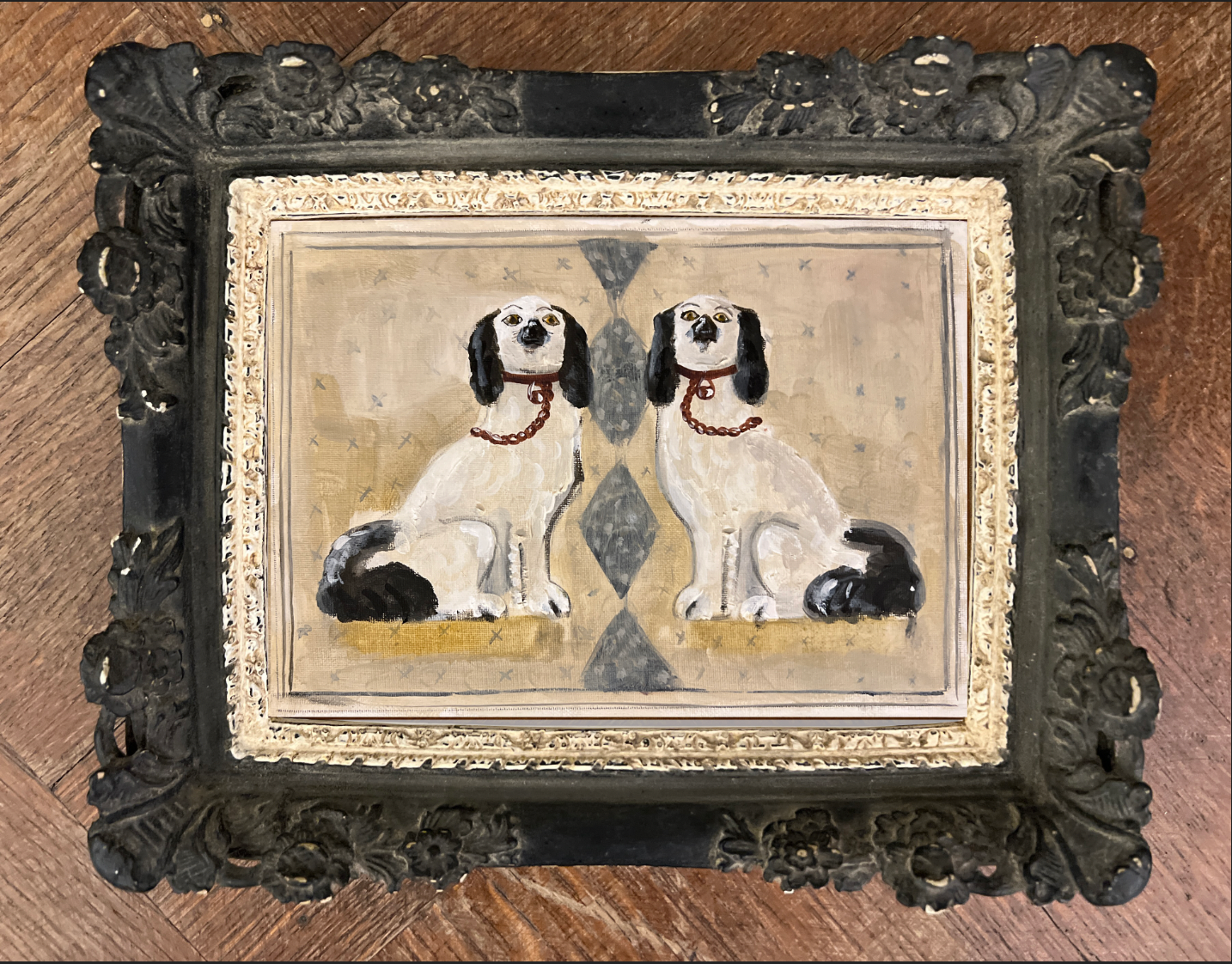Staffordshire china Blue Spaniels print