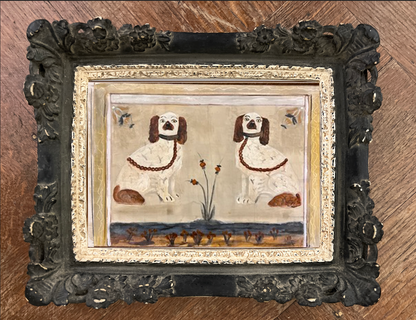 Staffordshire china folk art spaniels print