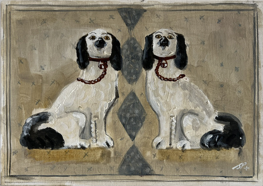 Staffordshire china Blue Spaniels print