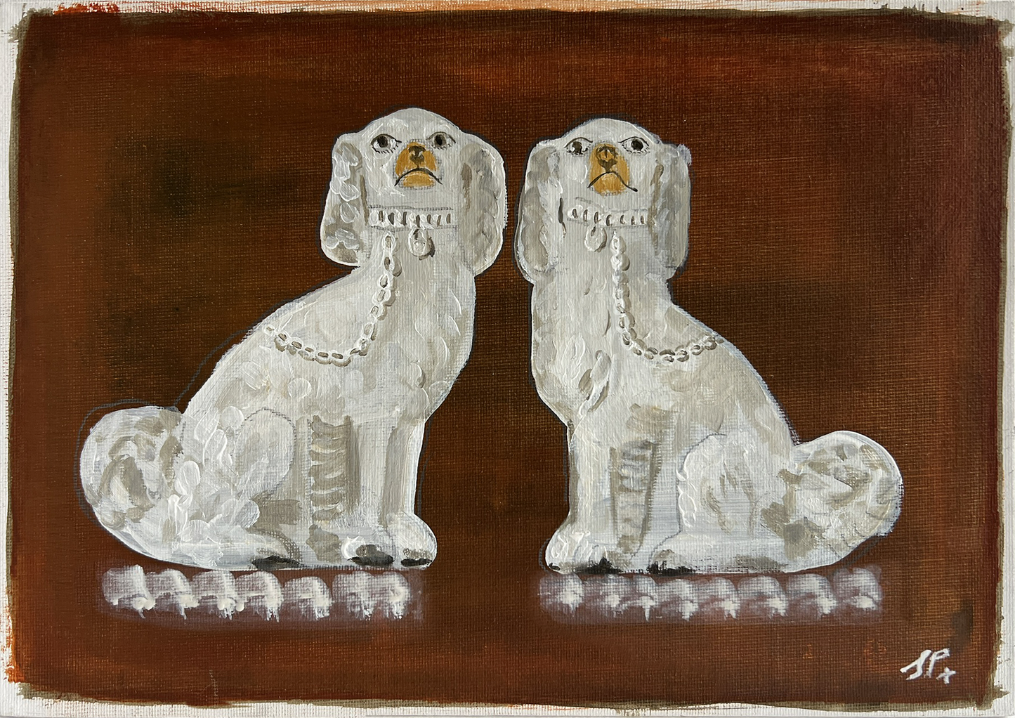 Staffordshire china White Spaniels print